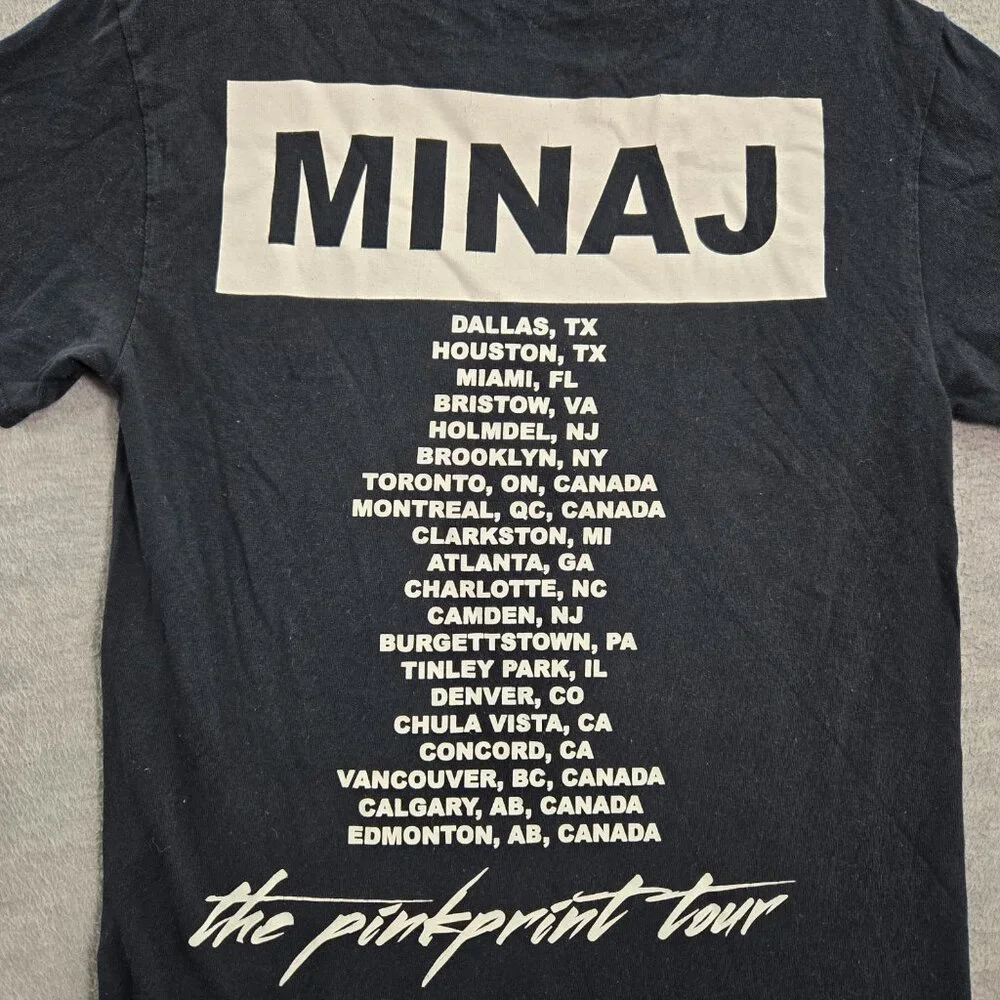 Nikki Minaj Women Shirt Small Black 2015‎ The Pink Print Tour Graphic Crew Tee